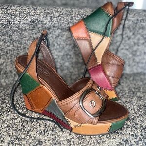 Coach vintage Patchwork Leather Wedge Sandals